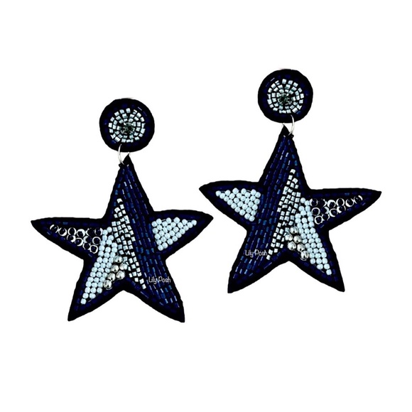 Lily Posh Star Earring, Statement Red White Blue Star Earring - Picture 4 of 4